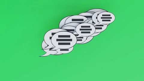 Multiple speech balloons or speech bubbles representing thoughts or comments Stock Footage 153708697