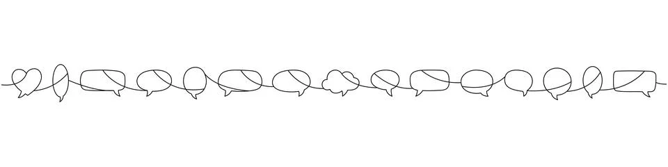 Multiple speech bubbles and cloud shapes. Minimal abstract outline art Stock Illustration
