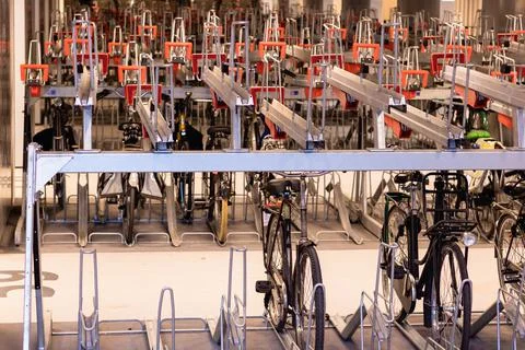 Multiple standards at the world's biggest bicycle parking Stock Photos