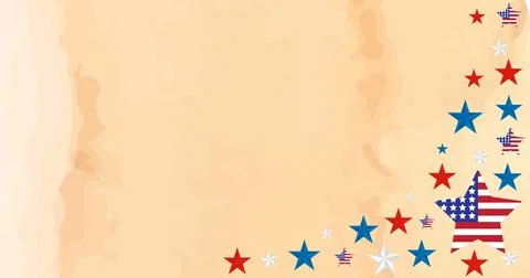 Multiple stars on water color effect on yellow background with copy space Stock Illustration