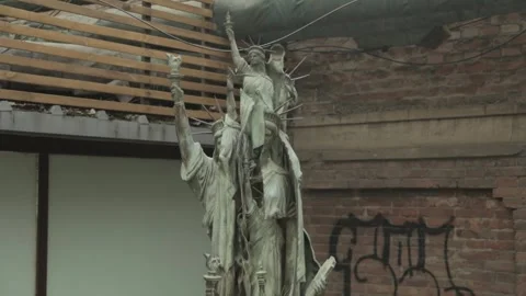 Multiple Statue of Liberty Sculptures in Urban 798 Art District Beijing Stock Footage 341780252