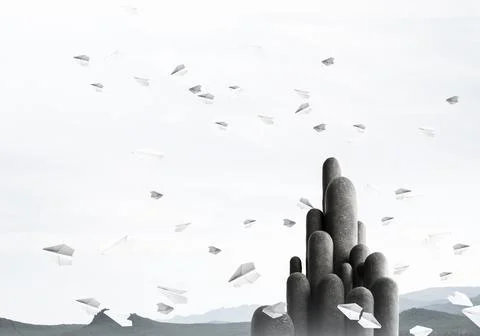 Multiple stone columns with breathtaking landscape Stock Photos