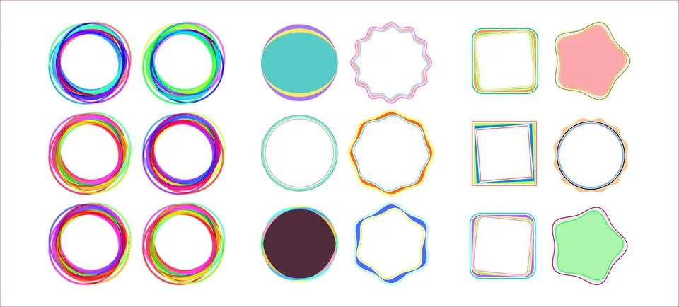 Multiple styled colorful frame as graphics design element set 2 Stock-Illustration