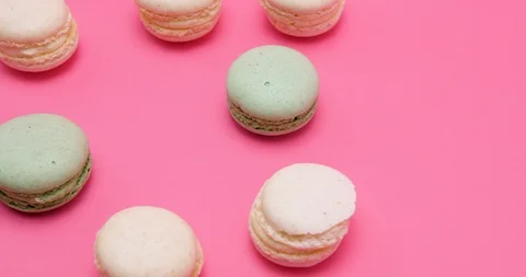 Multiple sweet colored macaroons Stock Footage 102785840
