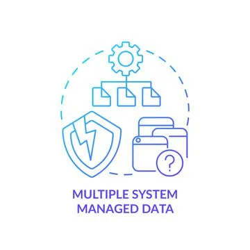 Multiple system managed data blue gradient icon Stock Illustration