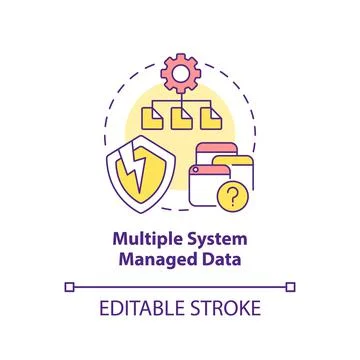Multiple system managed data concept icon Stock Illustration