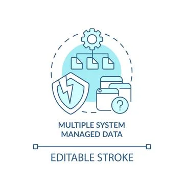 Multiple system managed data turquoise concept icon イラスト素材