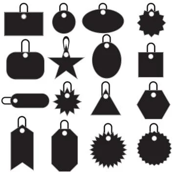 Multiple tag icons - black Stock Illustration