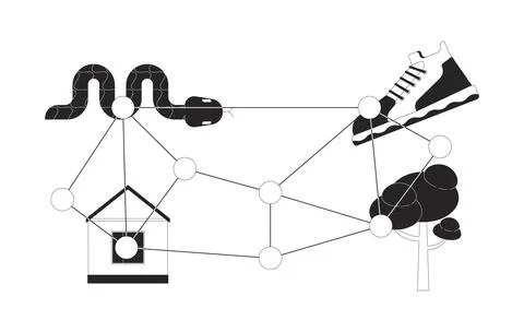 Multiple targets for eye tracking exercise black and white 2D line object Stock Illustration