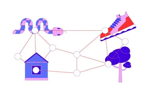 Multiple targets for eye tracking exercise 2D cartoon object Stock Illustration