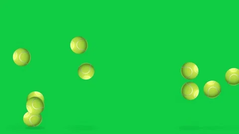 Multiple Tennis Balls Bouncing and Falling on Green Screen Background Stock Footage 342102011