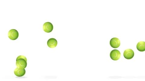 Multiple Tennis Balls Bouncing on a Clean White Background Stock Footage 339516677