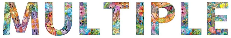 MULTIPLE text design, clean and simple. Vector zentangle object for decoratio Stock-Illustration