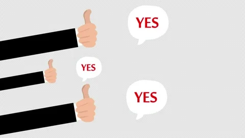 Multiple Thumbs Up with Yes Speech Bubbles Showing Positive Feedback and Stock Footage 339781722