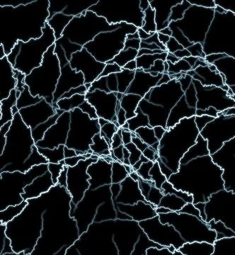 Multiple thunderbolts. Texture of lightning discharges on a black background Stock Photos