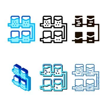 Multiple tier system water simplified treatment vector icon Stock Illustration