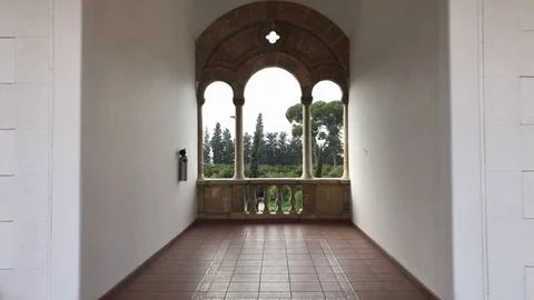 Multiple Time Lapse Shots of Hallway with Classic Balcony Room Stock Footage 101903120