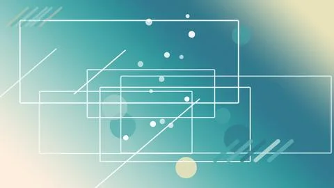 Multiple transparent rectangles and floating dots drift across a blue gradi.. Illustration