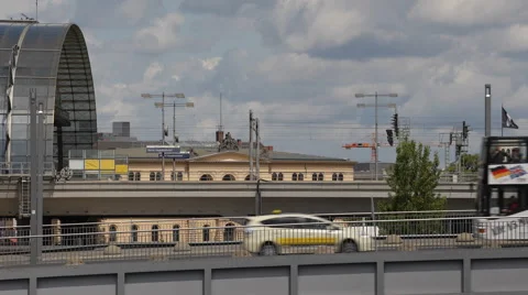 Multiple Transport Type S Bahn Double Decker Bus Bicycle Riders Busy City Berlin Stock Footage 41537516