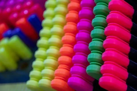 Multiple types of colored ink used as highlighter and kids coloring pens wi.. Stock Photos