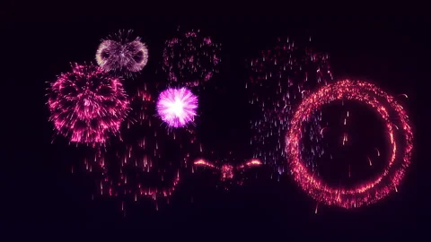 Multiple types of fire works particle effect animation Stock Footage 149633039