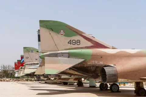 Multiple types of military jets Stock Photos