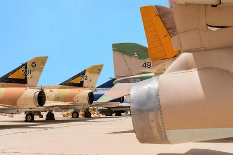 Multiple types of military jets Stock Photos