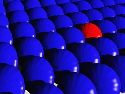 Multiple umbrellas from topside Stock Illustration