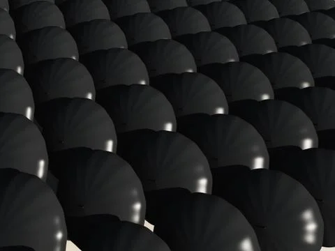 Multiple umbrellas from topside Stock Illustration