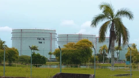 Multiple unit of fuel oil storage tank in Malaysia. Stock Footage 218643976