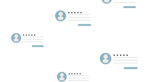 Multiple user reviews with stars and profile icons moving dynamically on wh.. Stock-Footage 334539341