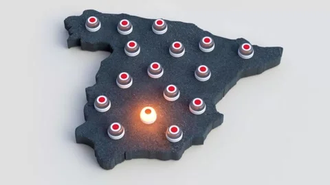 Multiple V16 beacons, emergency roadside lighting device flashing over a ma.. Video stock 326748718