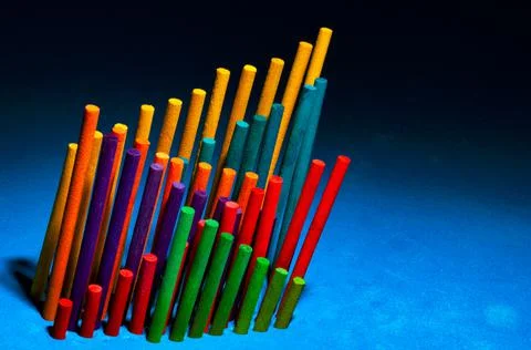 Multiple values bar graph in blue background with copy space Stock Photos