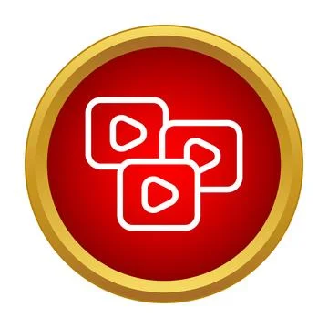 Multiple video player icons on red gold button Illustrazione stock