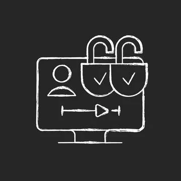 Multiple viewer profiles chalk white icon on black background Stock Illustration