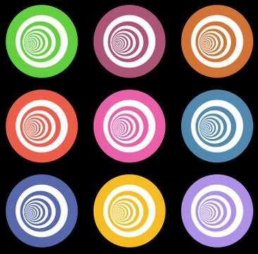 Multiple vortex with concentric stripes in different colors Stock Illustration