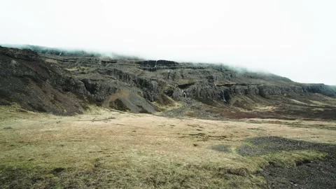 Multiple waterfall encrust in the mountains in Iceland Stock Footage 207817401
