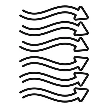 Multiple wavy arrows pointing in the same direction Illustrazione stock