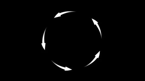 Multiple white arrows rotating in a loop Видео 275168772