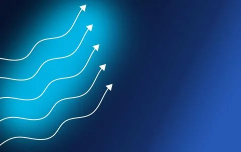 Multiple white curved arrows pointing upward on blue gradient background Stock Illustration