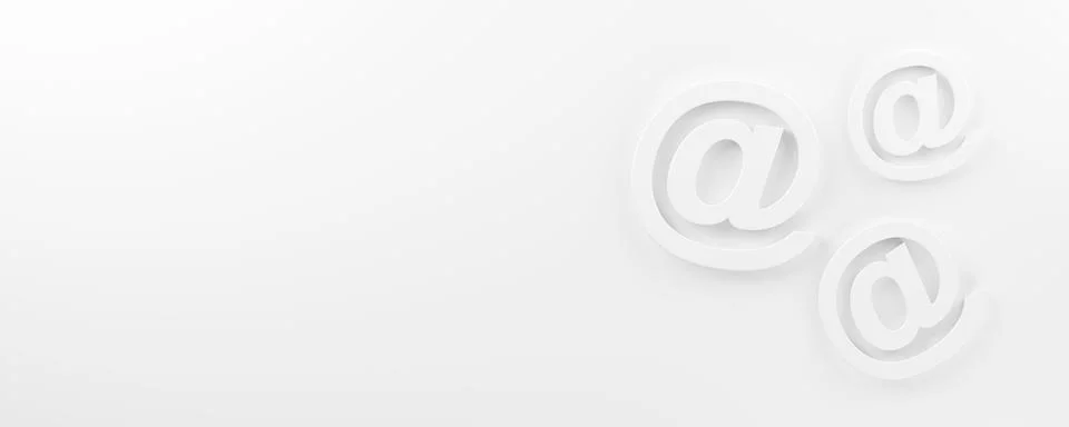 Multiple white e-mail at symbols on white background banner flat lay top view Stock Illustration