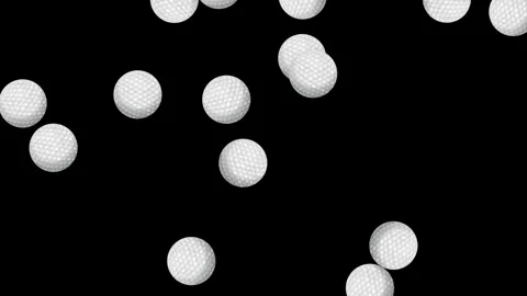 Multiple White Golf Balls Falling Against a Solid Stock Footage 339392907