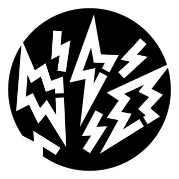Multiple white lightning bolts radiating energy illustration Illustrazione stock