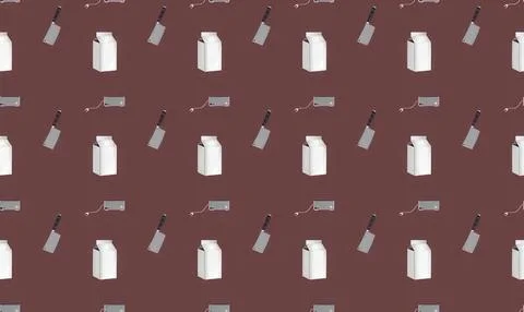 Multiple white milk cartons with straws on brown background Stock Illustration