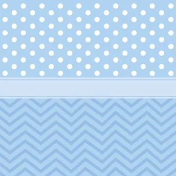 Multiple white spots and blue zig zag lines on blue background Illustrazione stock