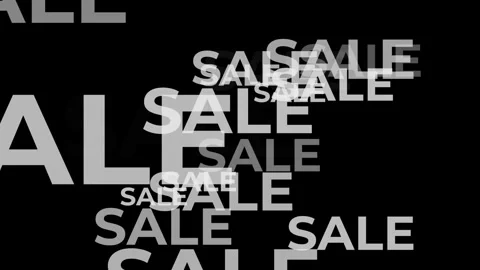 Multiple white words Sale floating on black background. Text for season sales Stock Footage 315229487