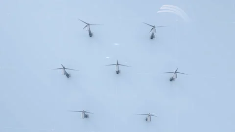 Multiple Wind Turbines Propellers Spinning To Generate Clean Energy Power Stock Footage 164891670