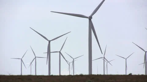Multiple windmills on the high plains Stock Footage 22869418