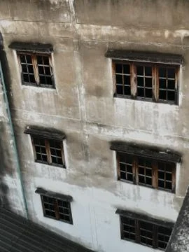 Multiple windows On an old building Used for many years Stock Photos