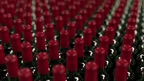 Multiple wine bottle tops, loopable motion background Video stock 81034628